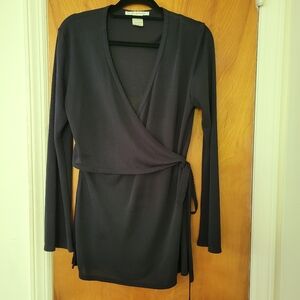 Irina Gregori Navy Blue Jersey Wrap Tunic - Size 3